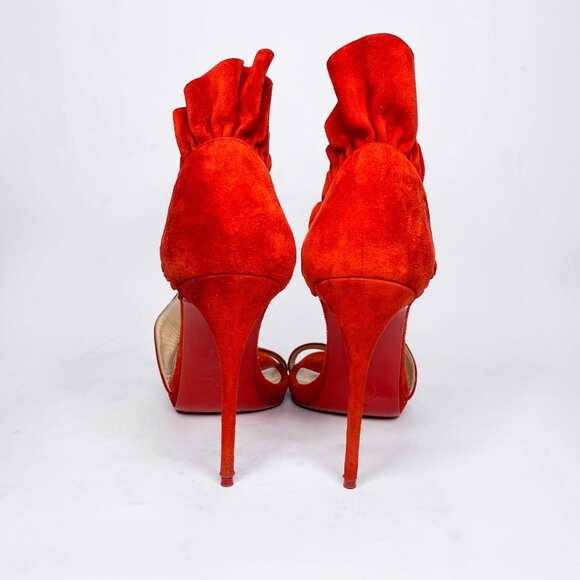 Louboutin Colankle Red Suede Sandals - Picture 6 of 10